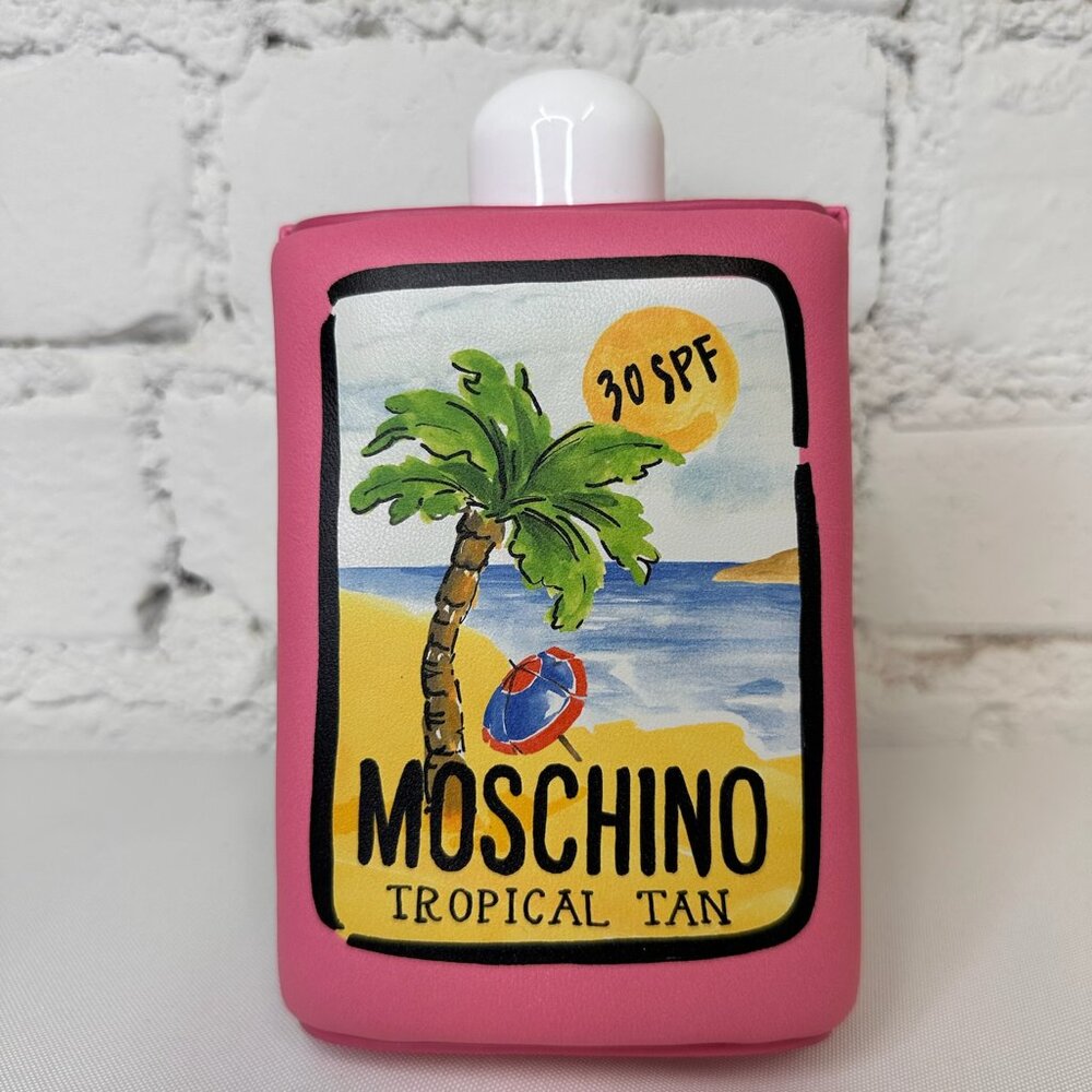 SS22 MOSCHINO Tropical Tan Clutch Pink Padded Nappa Leather Sunscreen 30SPF
